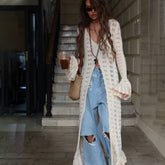 Knitted Cardigan With Openwork Crochet